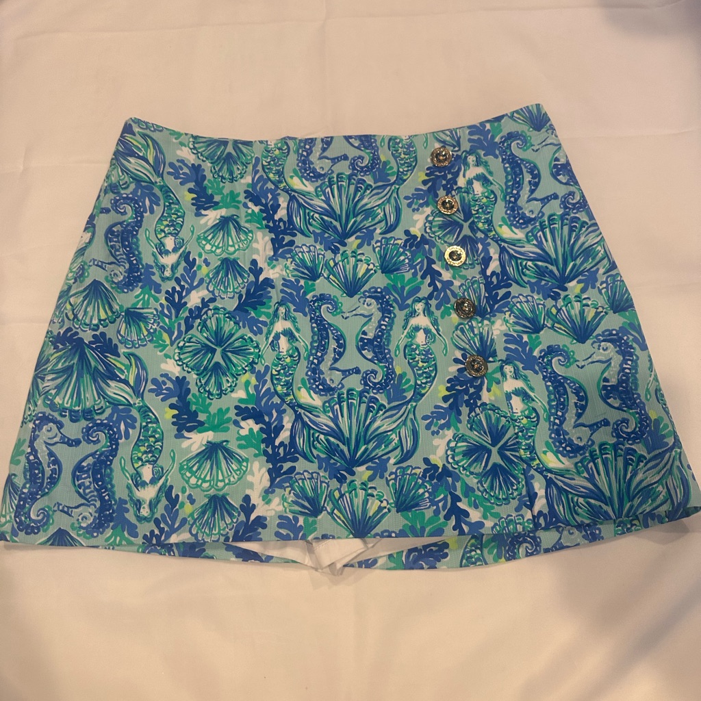 Lilly Pulitzer Blue And Green Patterned Skirt